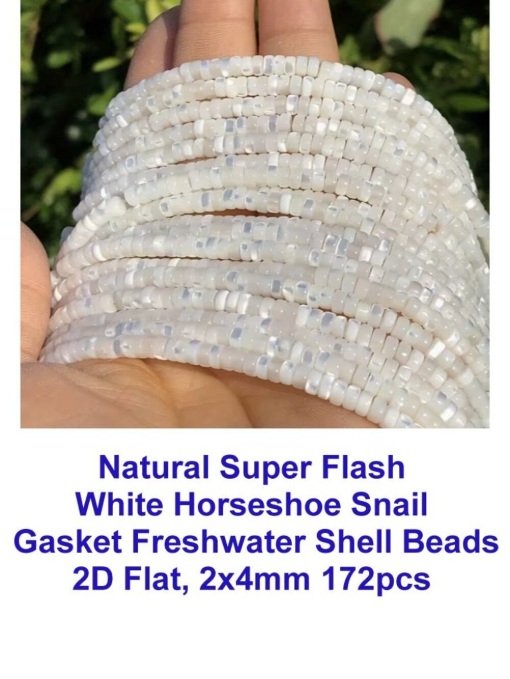  Natural Flash White Horseshoe Snail Gasket Freshwater Shell Beads 2x4mm 172pcs
